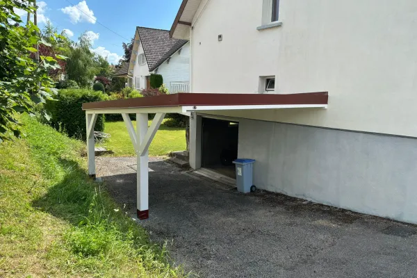 Auvent accolé monopente, 5,6×4 m, Saint-Laurent-en-Grandvaux